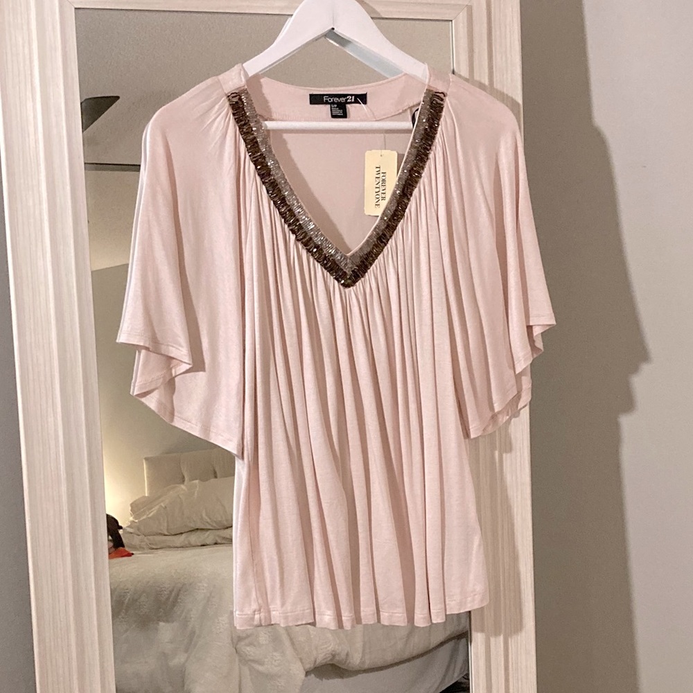 NEW Blush Pink Beaded Blouse